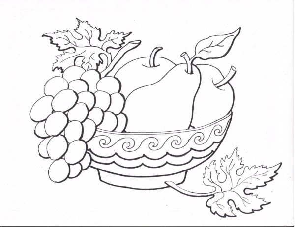 Ваза с фруктами раскраска