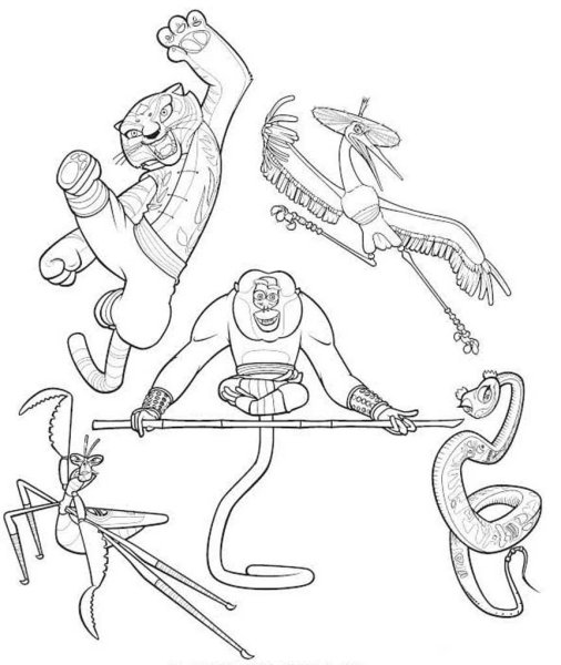 Раскраска кунг фу Панда тайлунг
