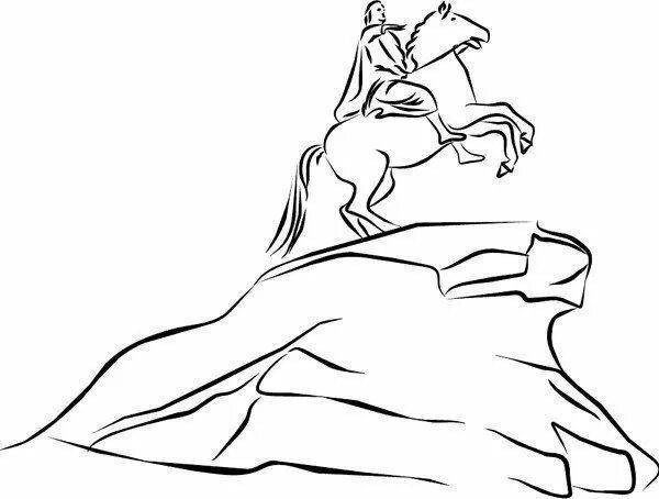 Нарисовать памятник медный всадник