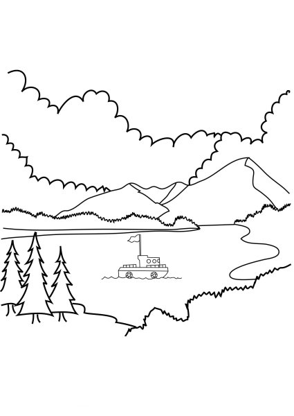 Контурные рисунки пейзажей