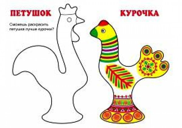 Филимоновская игрушка петух раскрасить