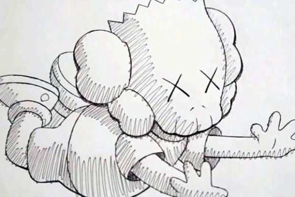KAWS рисунок раскрашенный