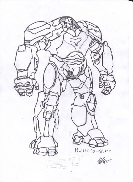 Раскраска Железный человек Халк Бастер