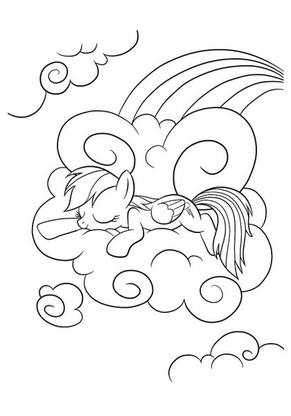 Раскраска Единорог Радуга Дэш