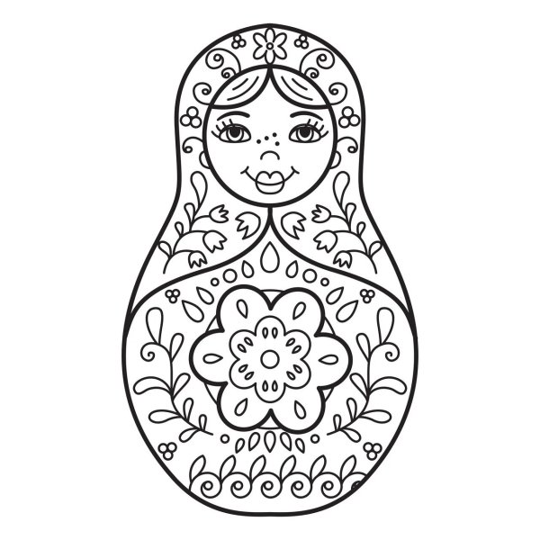 Хохломская Матрешка раскраска