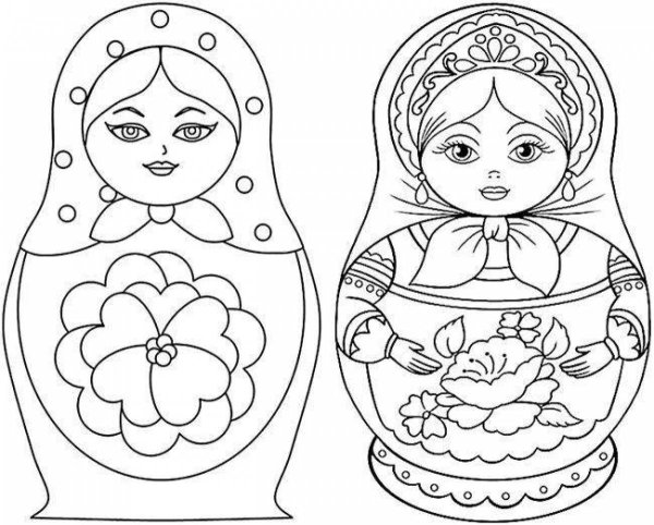 Раскраска матрёшка для детей 4-5 лет