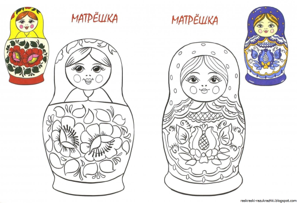 Полхов Майдановская Матрешка раскраска