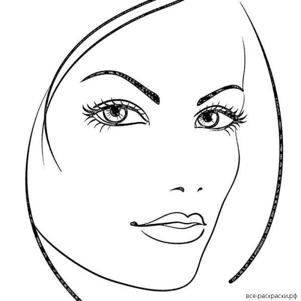 Овал женского лица для раскрашивания