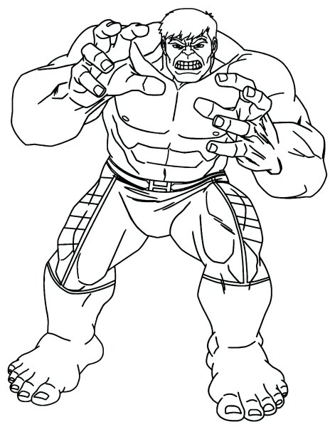Раскраски Марвел для детей Халк