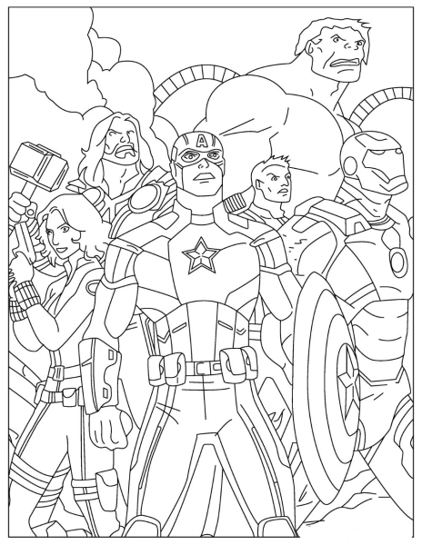 Раскраски Марвел Мстители Капитан Америка