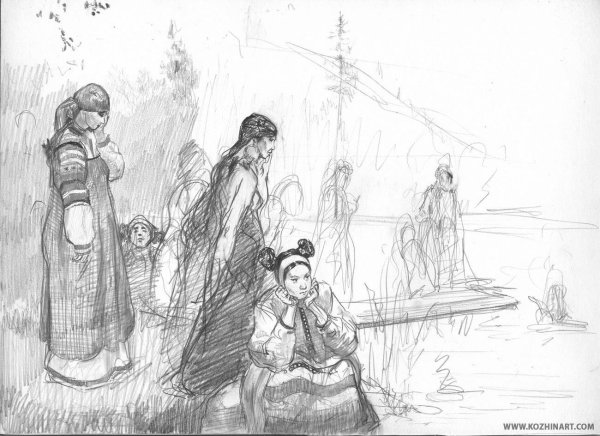 Иван Купала рисунок карандашом