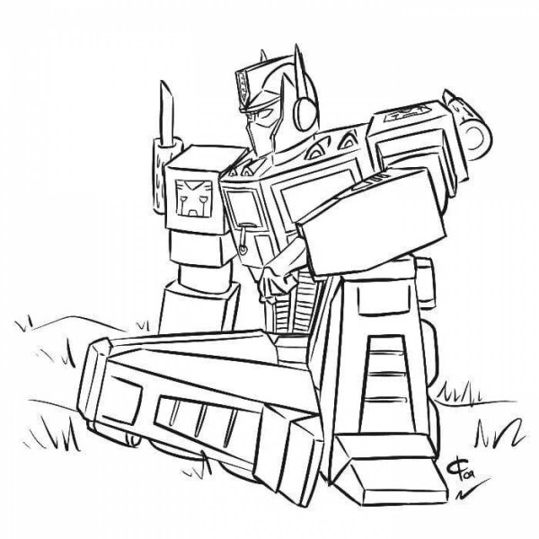 Раскраска Бамблби и Оптимус