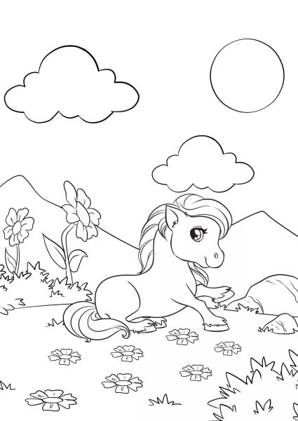 Полянка раскраска для детей