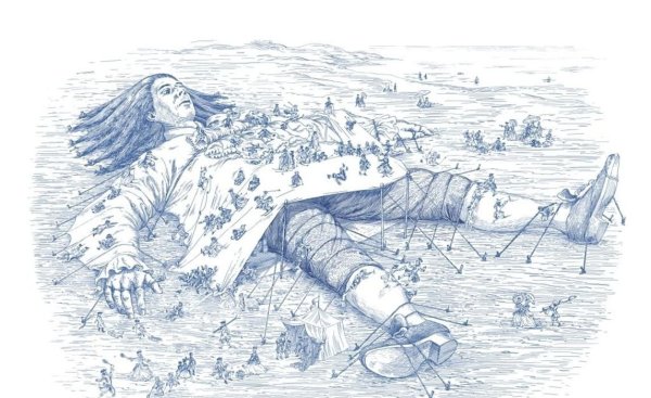 Иллюстрация к произведению путешествие Гулливера в Лилипутию