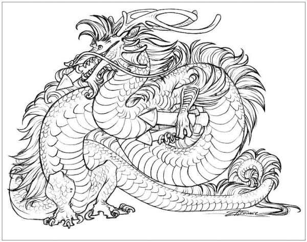 Картинки раскраски китайские драконы красивые (51 фото)