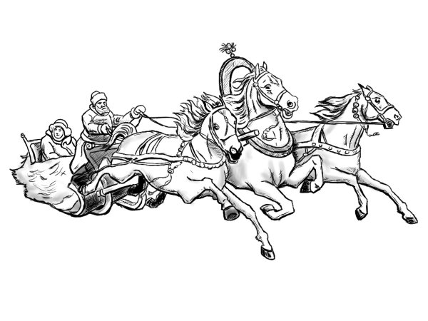 Картинки раскраски тройка лошадей (49 фото)