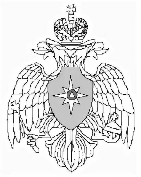 Эмблема МЧС РФ черно белая