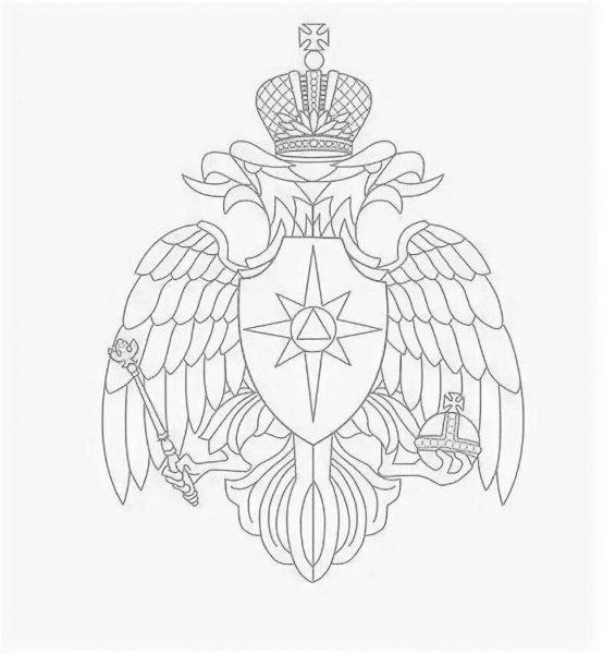 Эмблема МЧС России черно белая
