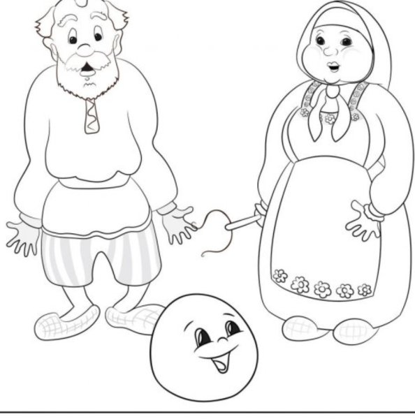 Раскраски для детей Колобок с бабушкой