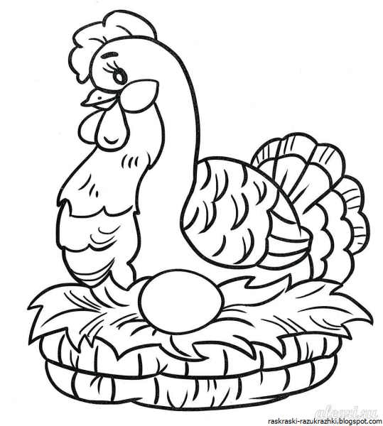 Разукрашка Курочка Ряба