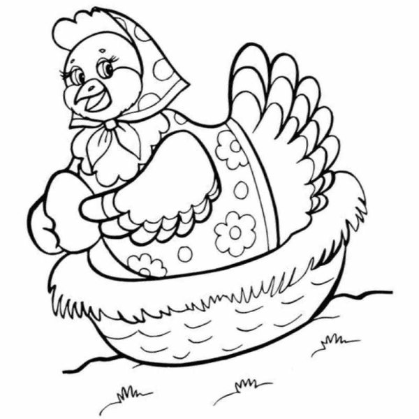Раскраска к сказке Курочка Ряба для малышей