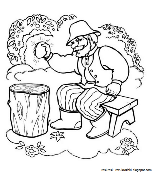 Раскраска к сказке Курочка Ряба для малышей