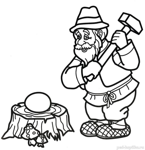 Дед раскраска для детей Курочка Ряба