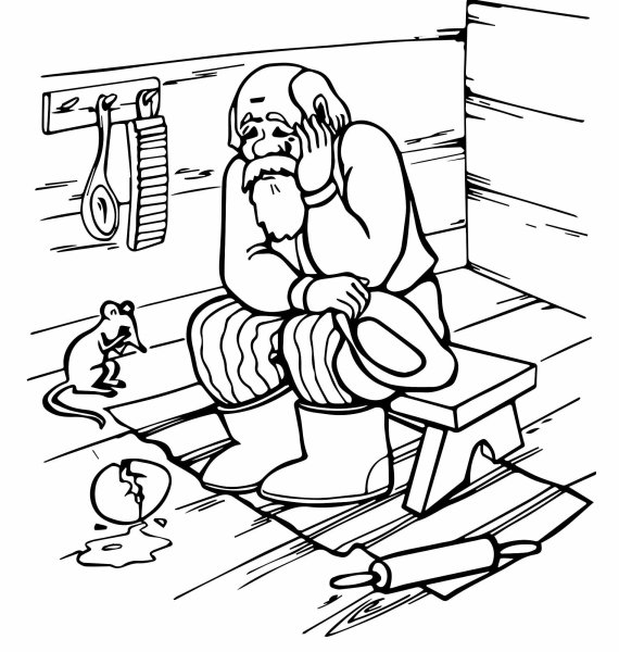 Раскраска по сказке Курочка Ряба для детей