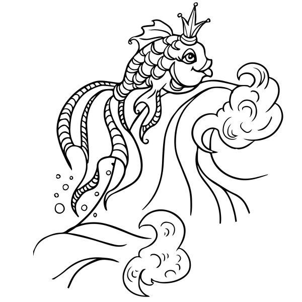 Раскраски Золотая рыбка по сказке а с Пушкина для детей