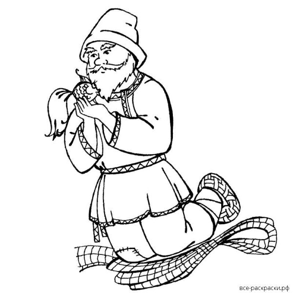 Раскраски к сказке Пушкина о рыбаке и рыбке