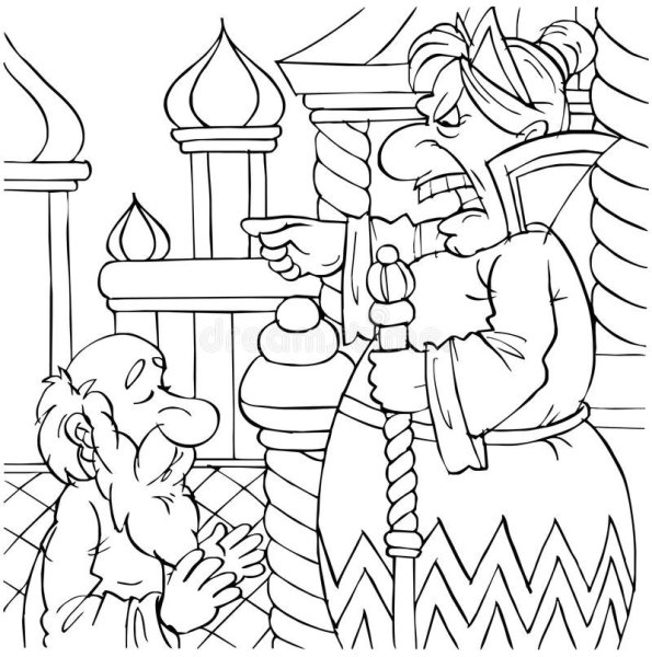 Раскраска по сказке о рыбаке и рыбке