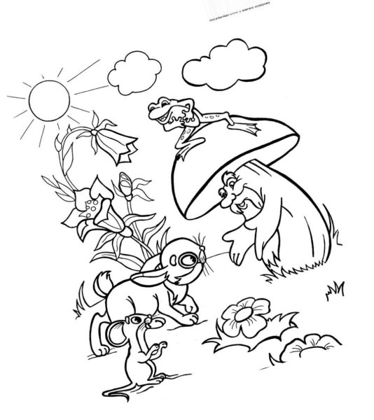 Раскраски под грибом Сутеева