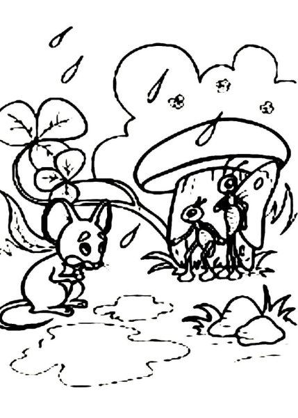Раскраска Сутеев грибок-Теремок