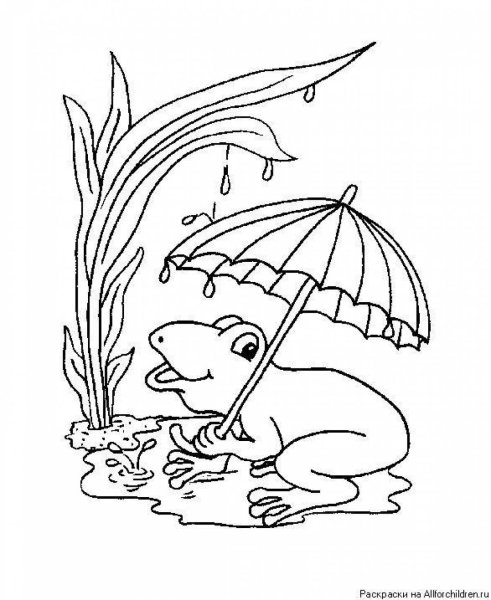 Под грибом раскраска для детей