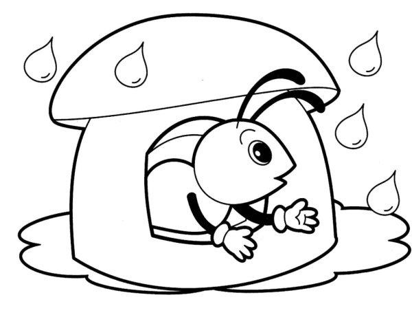 Раскраска для малышей домик гриб