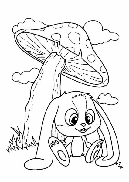 Под грибом раскраска