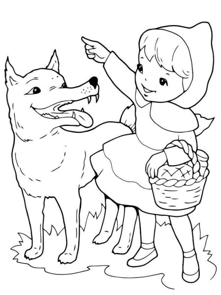 Раскраска по сказке красная шапочка для детей