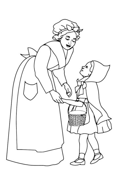 Мама красной шапочки раскраска