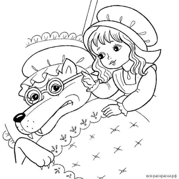 Раскраски из сказки красная шапочка для детей