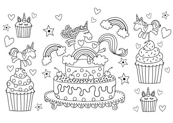 Раскраски для девочек тортики