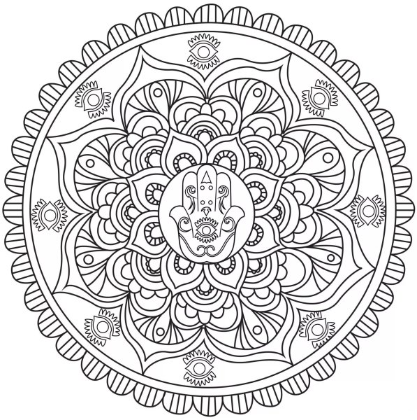 Мандала на удачу раскарску