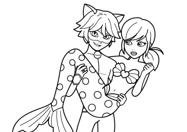 Разукрашку леди баг и супер кот