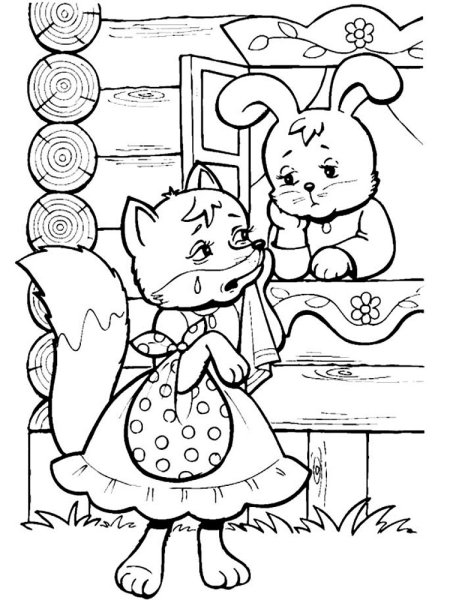 Заюшкина избушка разукрашки для детей