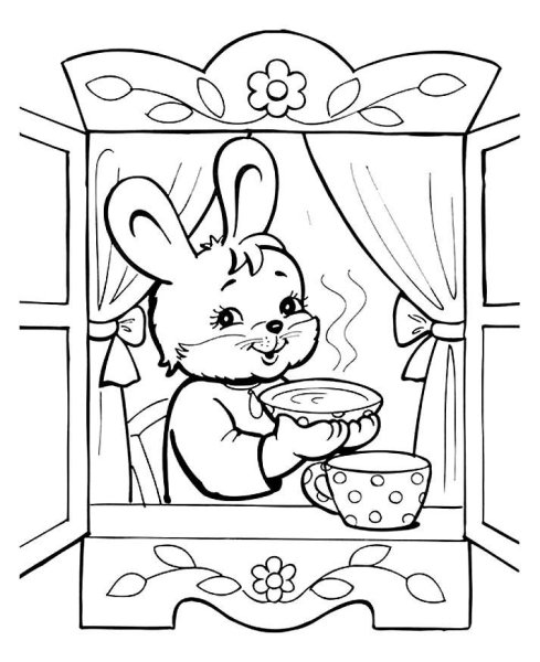 Раскраска по сказке Заюшкина избушка для детей