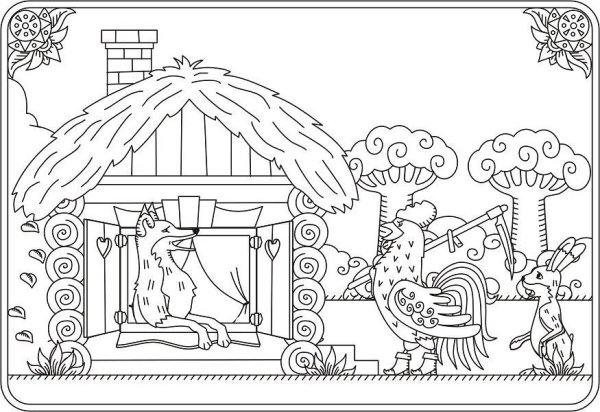Медведь из сказки Заюшкина избушка раскраска для детей