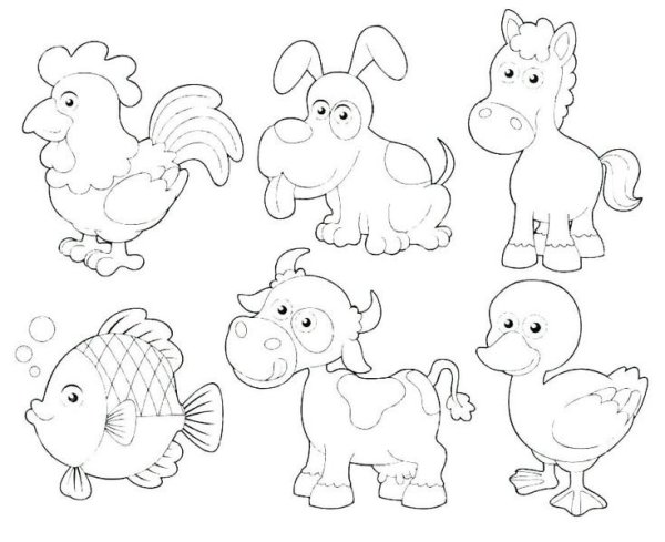 Контуры животных для рисования