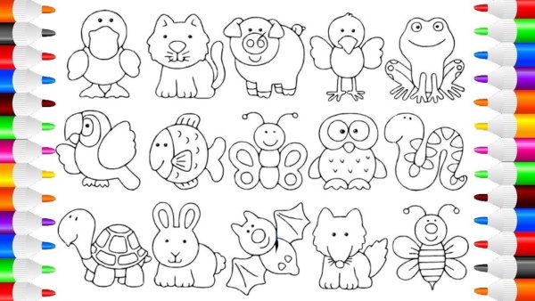 Несколько раскрасок на одном листе