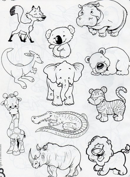 Животные зоопарка раскраски для детей