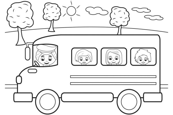Раскраска автобус для детей 3-4 лет