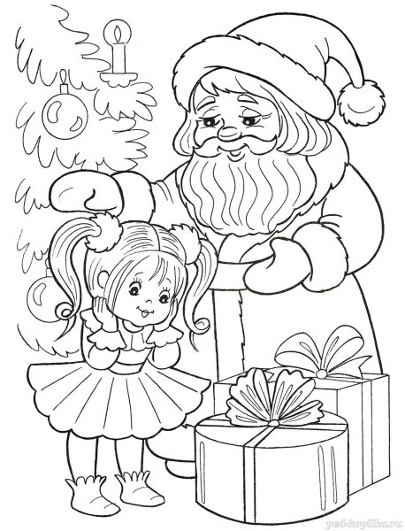 Дед Мороз и Снегурочка раскраска